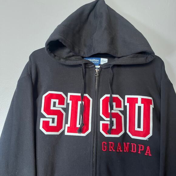 Bigcotton Gear SDSU Grandpa Hoodie Size Large Black Red Pullover Sweatshirt - Picture 4 of 6